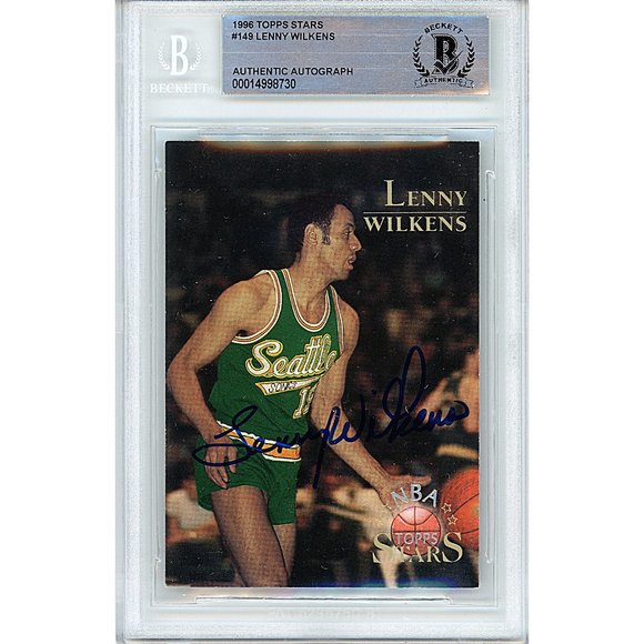 Lenny Wilkens Signed 1996 Topps Stars Basketball Card Beckett Sonics Autograph - Picture 1 of 5